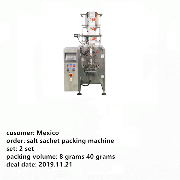 vertical salt sachet packing machine with volumetric cups