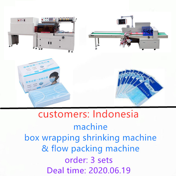 masks flow packing machine & box wrapping shrinking machine