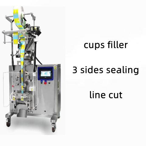 FBV-300 cups filler + line cut + 3 sides sealing