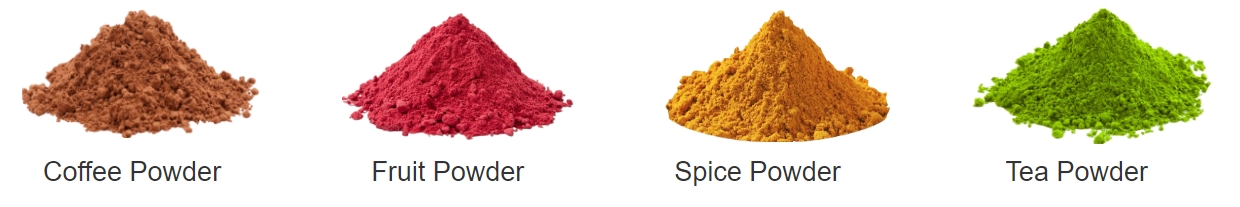 sample powder packed by vffs powder packing machine